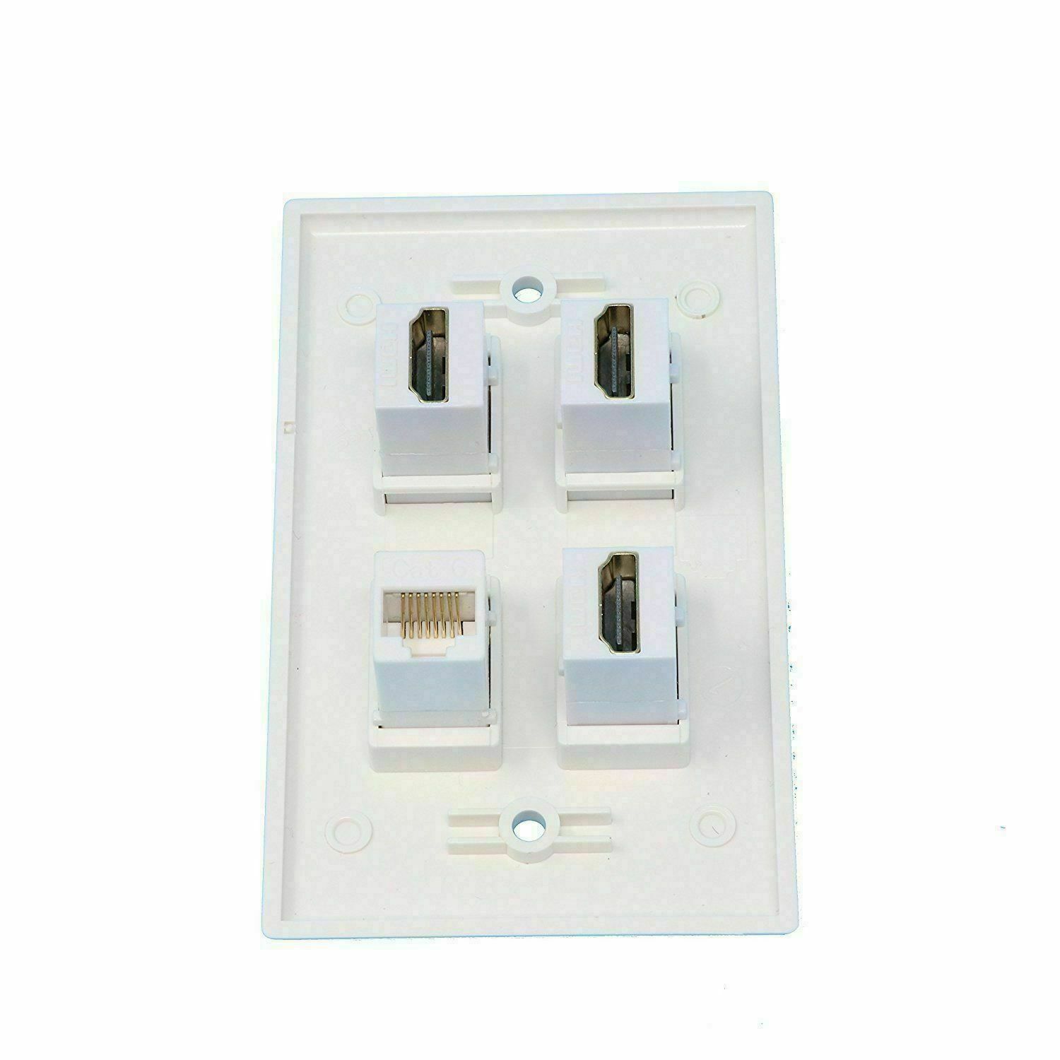 3 Port HDMI 1 Port Cat6 White Wall Plate Video Cables