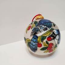 Bill Yee Inside-painted Glass Ornament, Bluejay Birds Rare Handpainted Christmas image 8