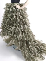 Army Pattern High-Low Tulle Skirt Ball Gown Skirts Hi-lo Tiered Tulle Skirts  image 3