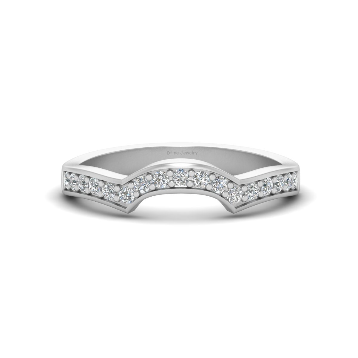 Solid 925 Sterling Silver Semi Round Eternity Band Diamond Wedding Band Jewelry
