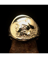 Mirror polished Men&#39;s Corinthian Coin Ring Athena Greek Goddess - Brass - $28.00