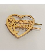 Vintage Sweet Heart Brooch Necklace Pendent Gold Tone Heart Shape 1&quot; Love - $19.99