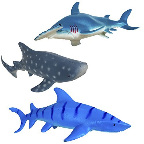 Shark Toy Figures 7 Inches - Ocean Animals, Bath Toys Rubber Figures ...