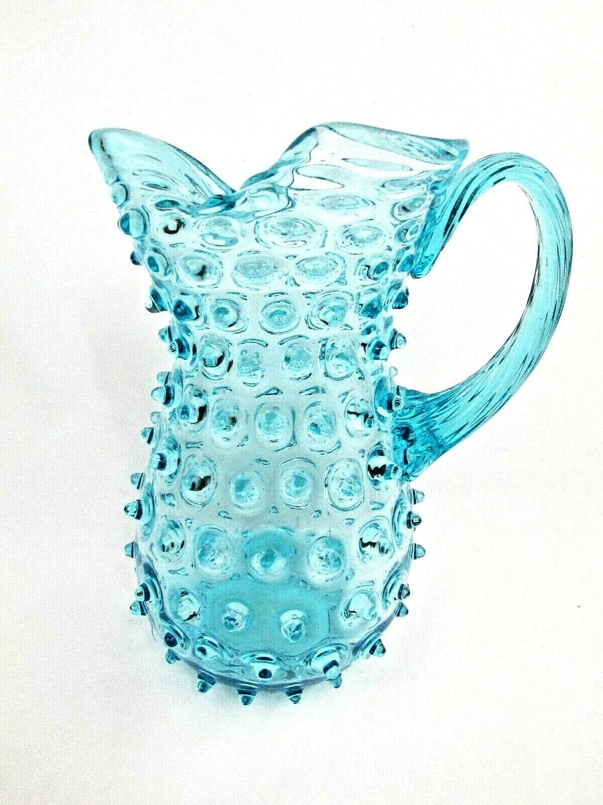 Made in Italy Spikey Seedpod Vintage Hobnail Amethyst Glass Pitcher Empoli Art Glass