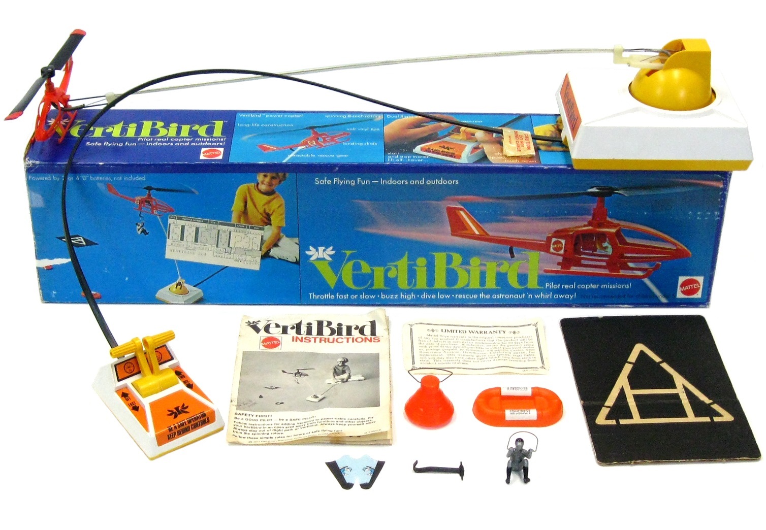 Vintage 1971 Mattel VertiBird Astronaut Rescue Helicopter Complete w