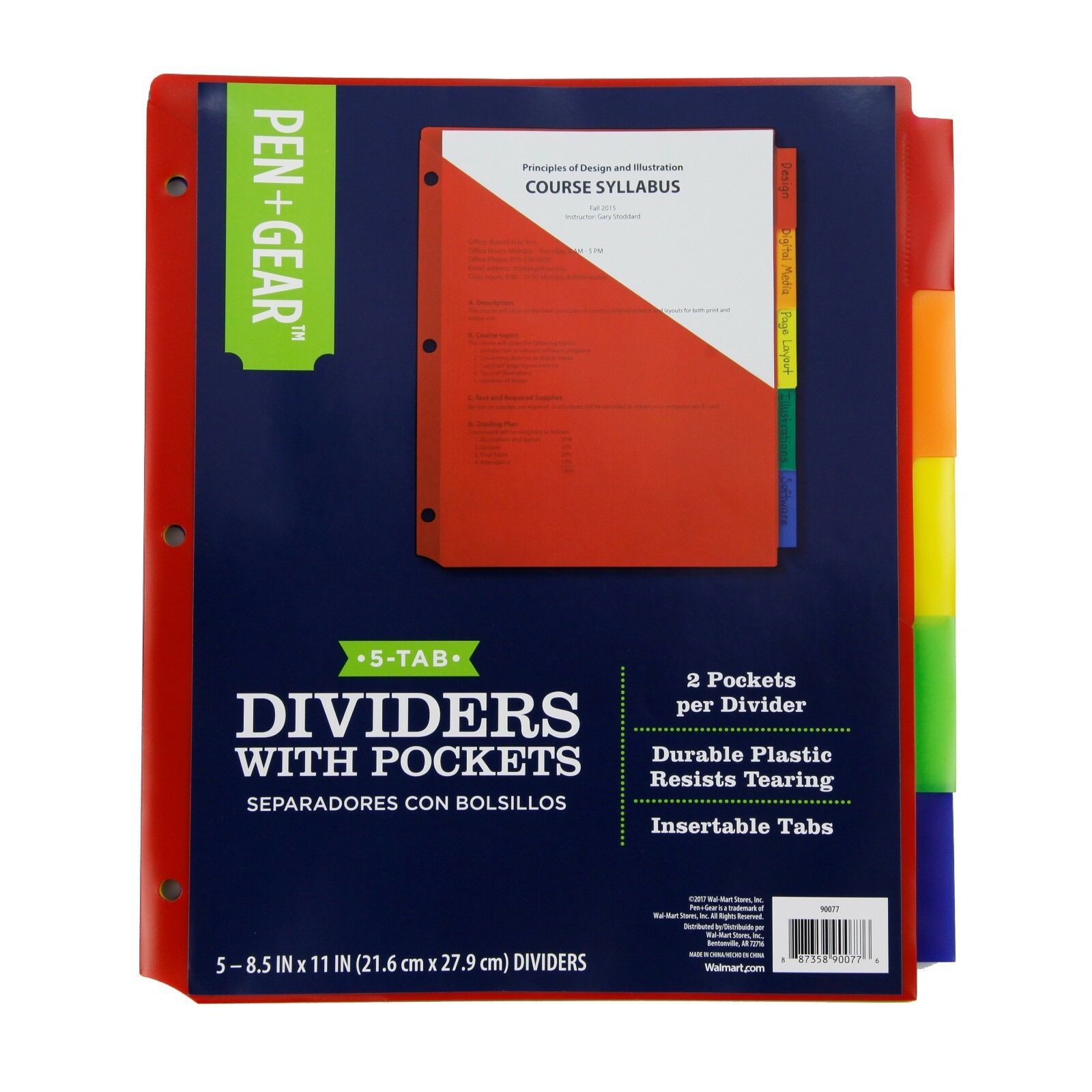 Pen + Gear 5 Tab Dividers with Pockets, 2 Pockets per Divider