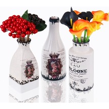 Set of 3 Small Vases for Flowers Single Bud Vases, Mini Home Decor Rusti... - $14.82