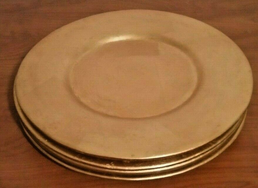 Pier 1 Imports 13" Gold Leaf Foil Ceramic Decorative Charger Plates Set