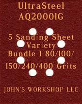 Ultra Steel AQ20001G - 80/100/150/240/400 Grits - 5 Sandpaper Variety Bu... - $7.53