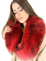 Fox Fur Stole 47' (120cm) Saga Furs Big Fur Scarf Dark Red Fur Collar image 4