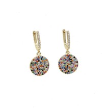Quality mix cz round shape drop earring for woman wedding banquet hoop rainbow colorful thumb200