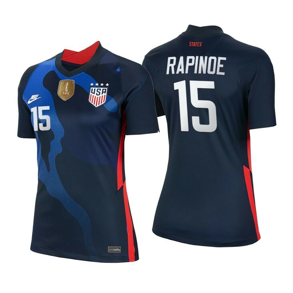 Nike Megan Rapinoe Usa 2020 2021 Uswnt 4 Star Blue Away Womens Jersey Gold Patch Soccer World Cup 