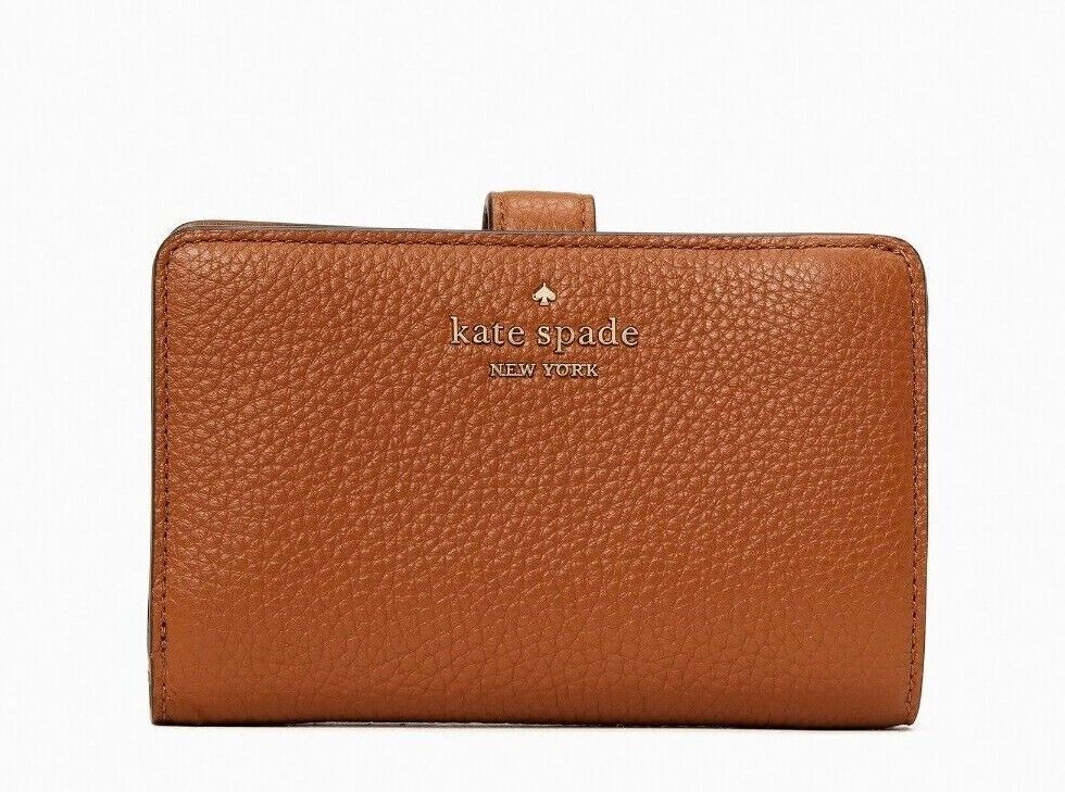 New Kate Spade Leila Medium Compact Bifold Wallet Leather Warm Gingerbread