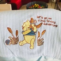Vintage Disney Winnie the Pooh Blue Baby Nursery Blanket Crib Bassinet - $29.00