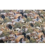 Hunting Dogs Spaniels Pheasants Show Dogs Allover Scenic Cotton Fabric b... - $8.91