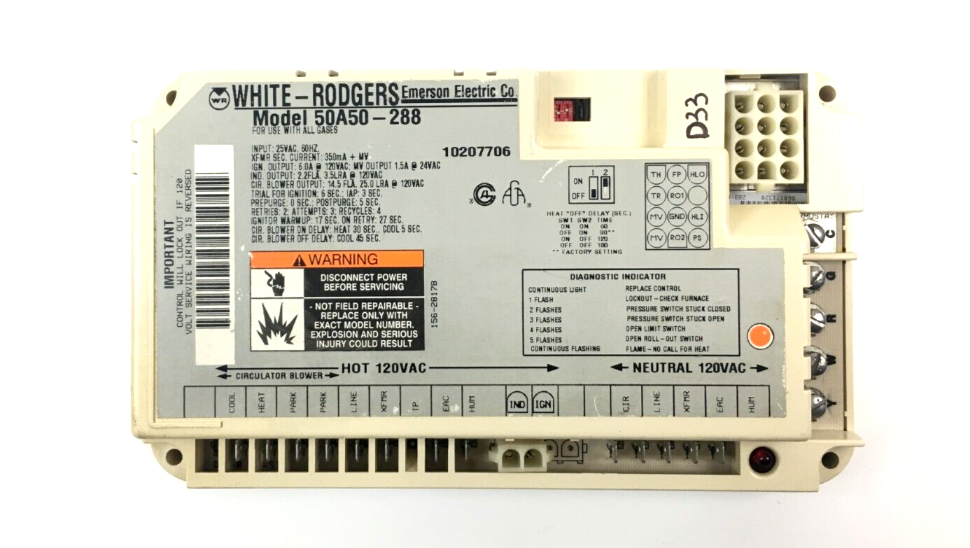 White Rodgers 50A50288 Furnace Ignition Control Circuit Board 10207706