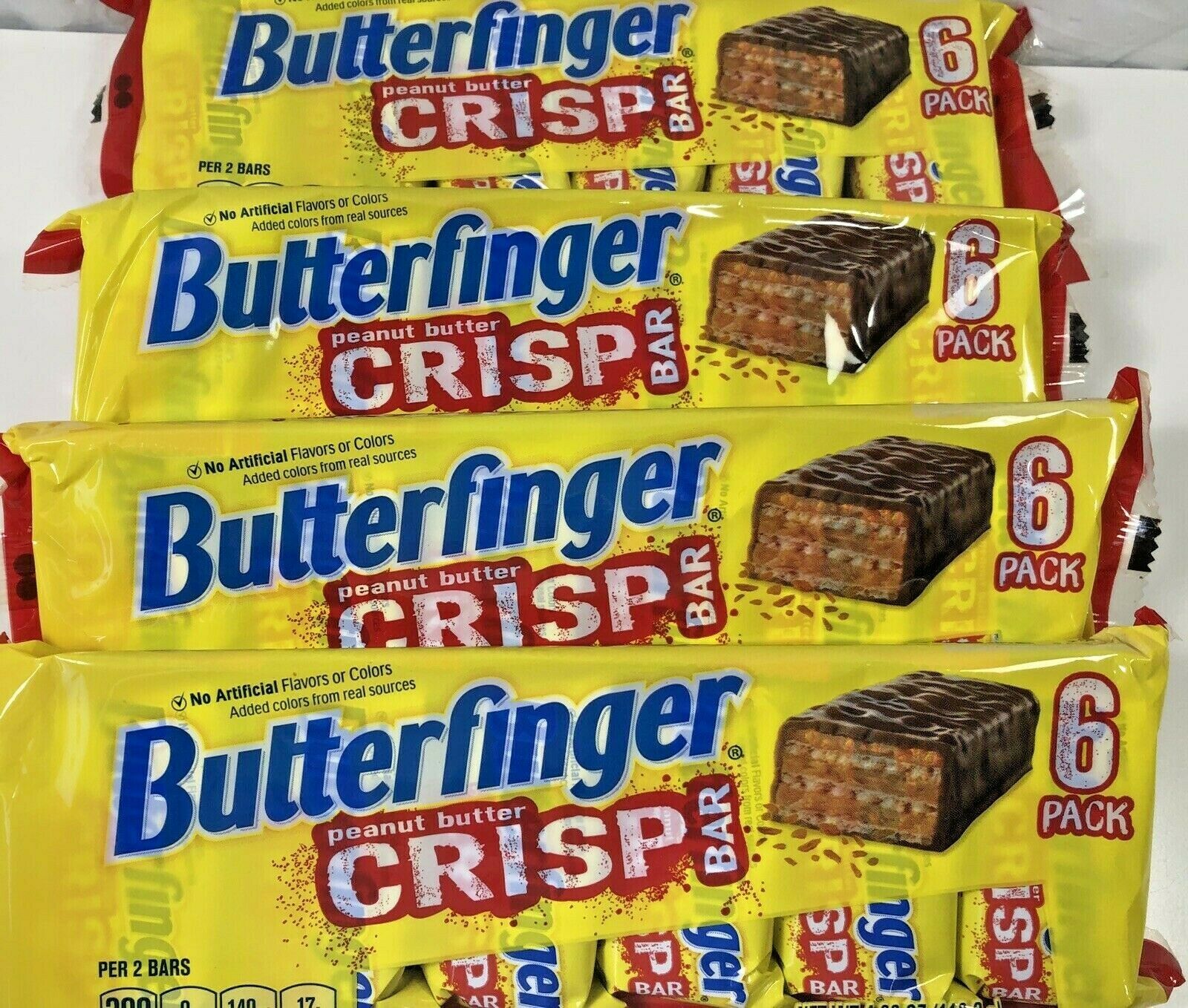 4 packs Butterfinger Crisp Fun Size Hydrogenated Original Recipe 6pack 24 bars Chocolate