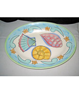 Salute Ceramics Beach Pattern / matches Bella Delray Sea Shells oval pla... - $39.99