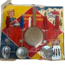 Vintage 1950s Play Kitchen Junior Miss Utensils On Card Pretend Toy Meta... - $24.99