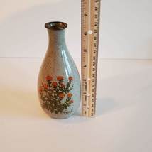 Ceramic Bud Vase, Vintage Takahashi Stoneware, Speckled, Orange Flowers, Japan image 6