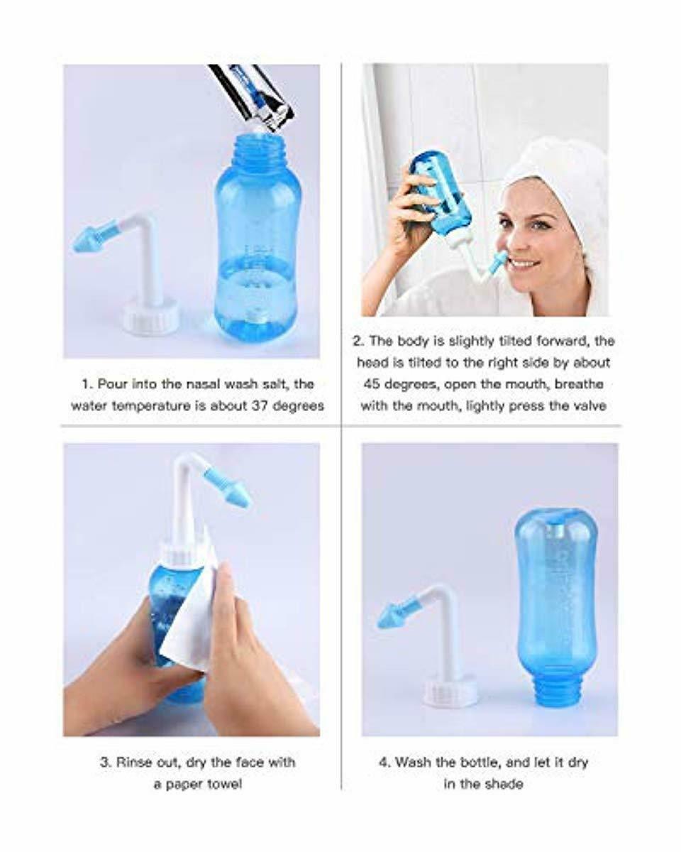 Sinus Rinse Neti Pot - 300ml 10oz Bottle Navage Nasal Irrigation System ...