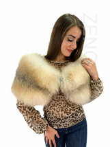 Golden Island Fox Fur Shawl 47' Extra Wide Collar Natural Fur Wrap image 1