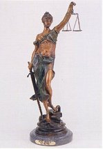 Medium Size 23 Inch High Handcasted Bronze Sculpture Statue of Blind Justice By  - $520.38