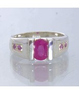 Red Ruby Oval Pink Sapphire Handmade 925 Silver Unisex Ring size 6.5 Design 179 - $141.55