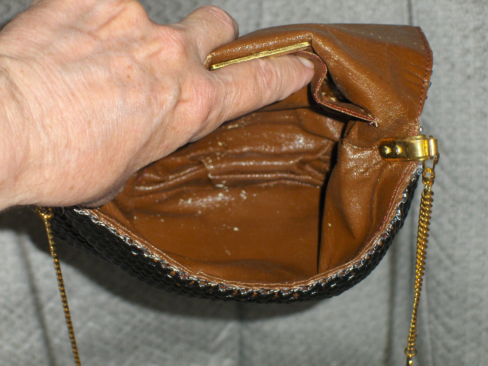 Esquire Collection Shoulder Bag Metallic Bead Purse Red Handbag Tote Sparkle Women