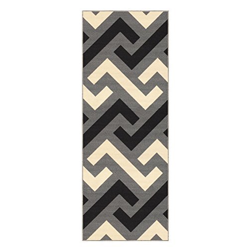 Qute Home 26inch X 6feet NonSkid Rubber Backed Runner Rug BEIGE GREY Area Rugs