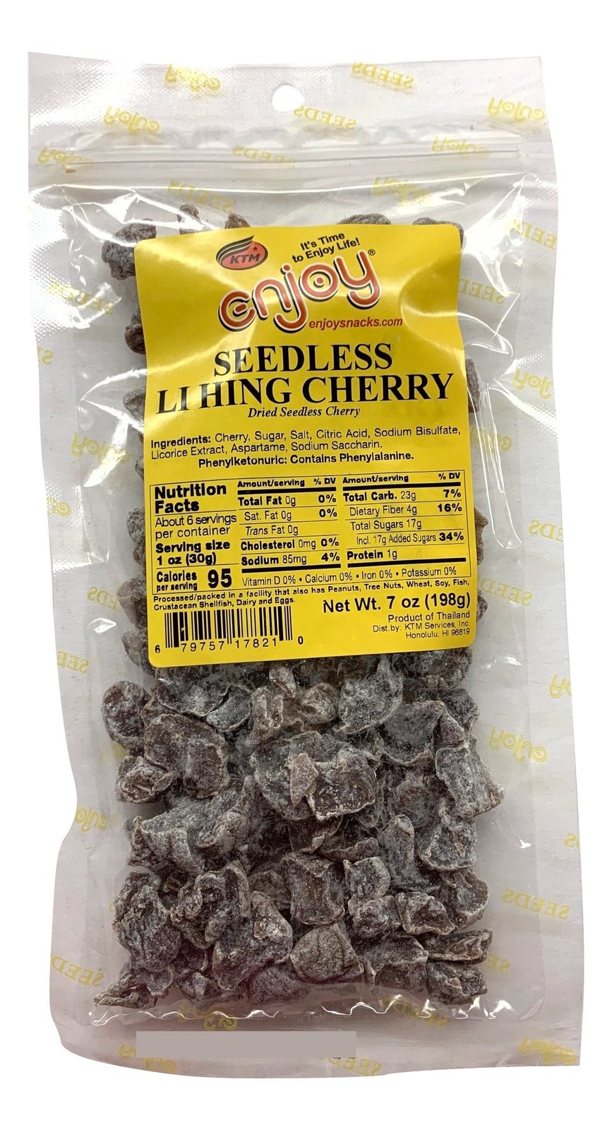 Enjoy Seedless Li Hing Cherry 7 Ounce Bag