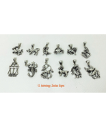 925 Silver Astrological Zodiac Symbols Charms, Handmade Birthday Signs C... - $20.00