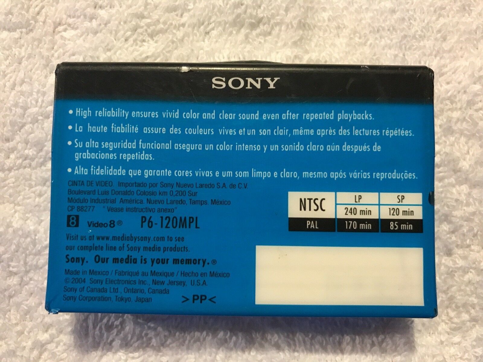 NEW Single Pack Sony 8mm MP video cassette Std. Play 120 min., LP 170 min. Camcorder Tapes
