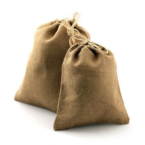 10 X 14 Burlap Bags with Drawstring Bag Eco Friendly Natural Color Pack of 6