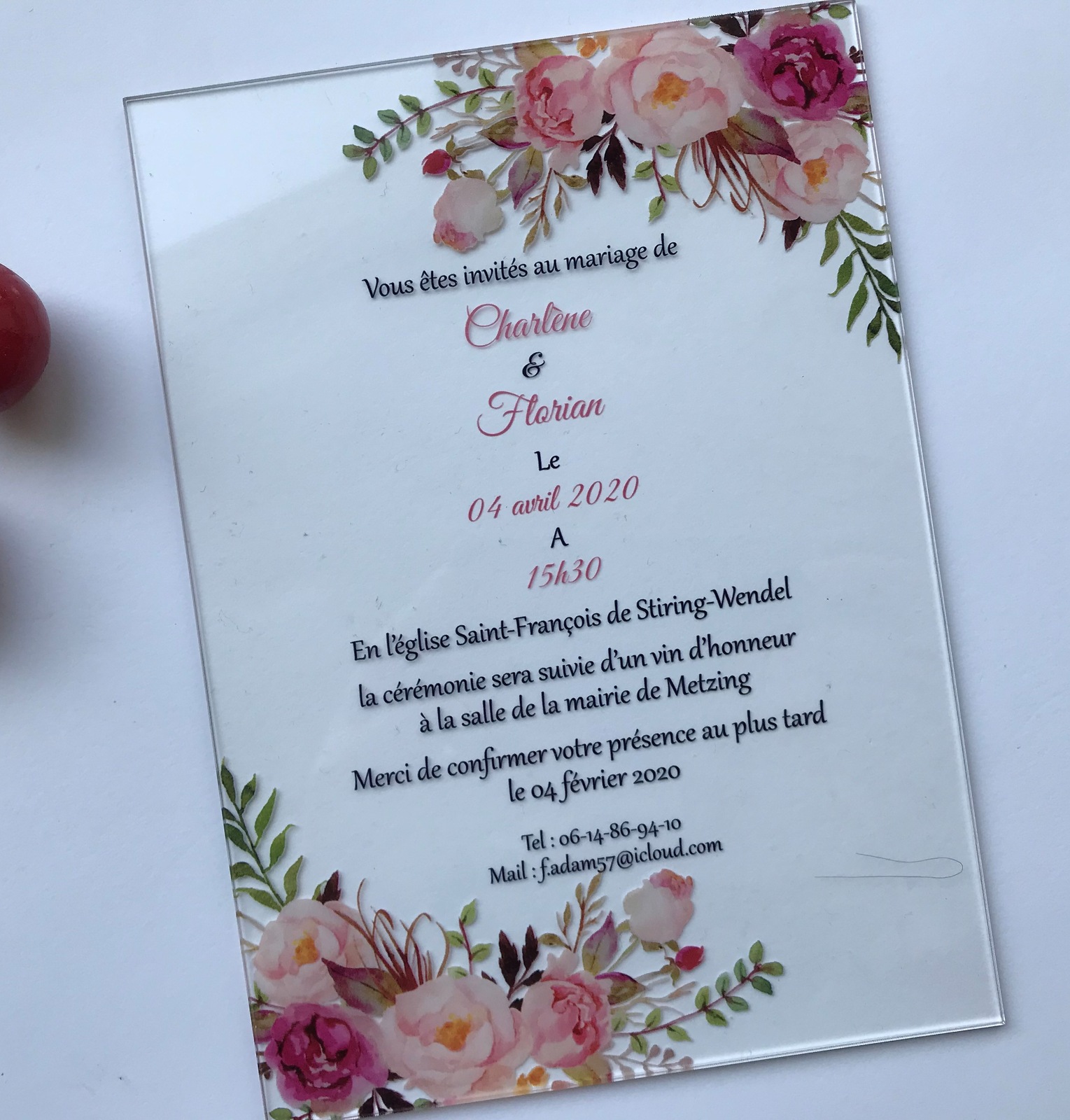 10pcs Acrylic Wedding Invitaitons,free design Acrylic menu cards,Acrylic invites