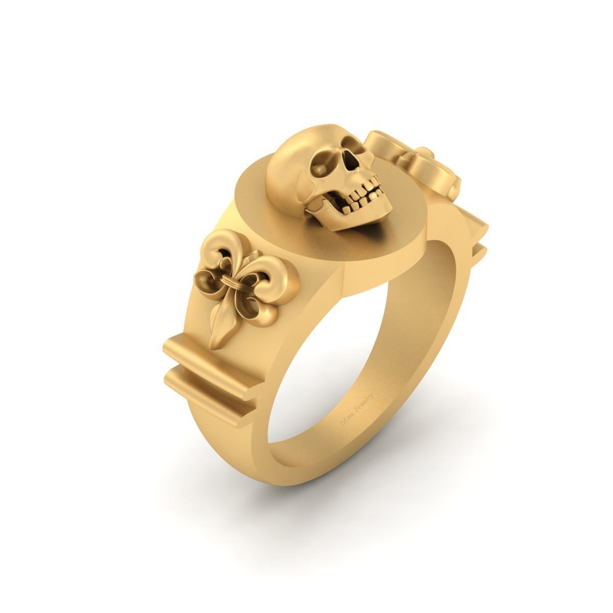Royal French Flower Fleur De Lis Ring Gothic Skull Engagement Ring Skull Jewelry
