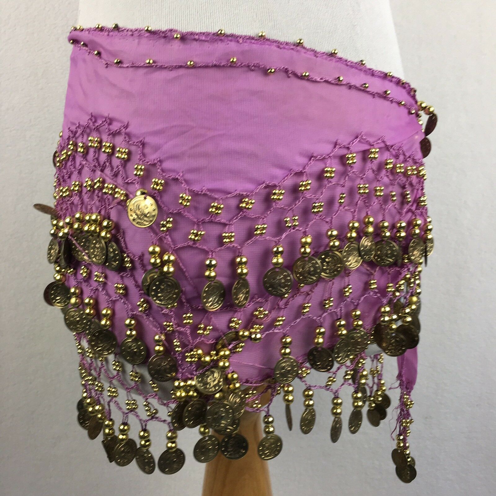 Women's Coin Skirt Belly Dancing Pink Wrap Tie Skirt Mediterranean