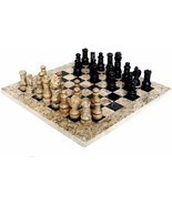 JT Handmade Fossil Coral and Black Marble Chess Set Game Original - 15 i... - $500.00
