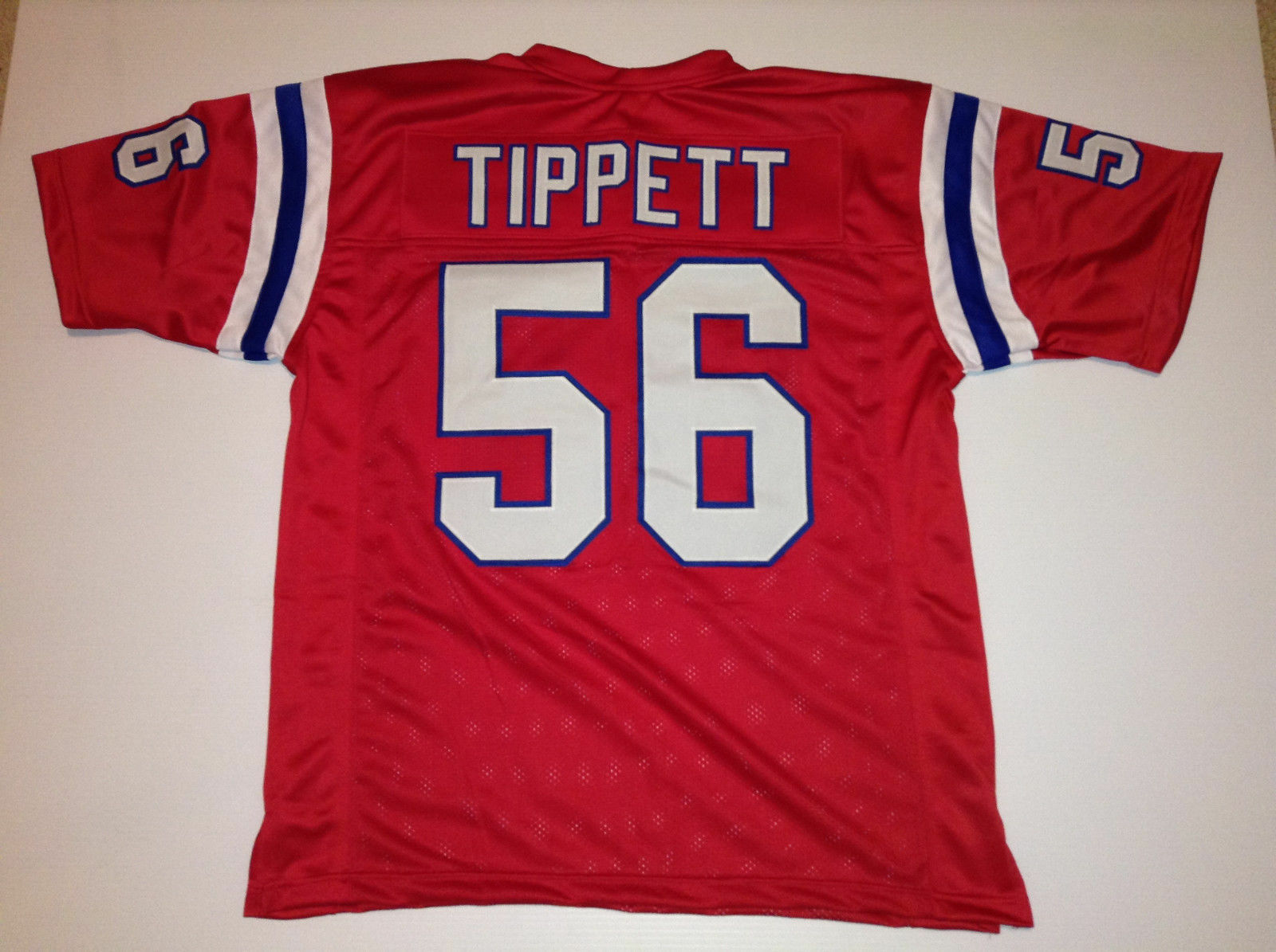 UNSIGNED CUSTOM Sewn Stitched Andre Tippett Red Jersey M, L, XL, 2XL