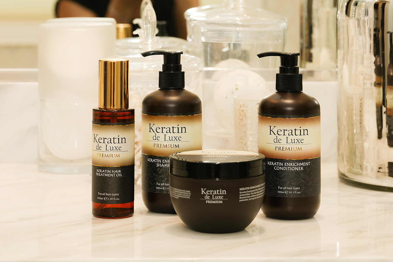 Keratin de Luxe Premium Shampoo,Conditioner, Hair Mask and Hair Oil set