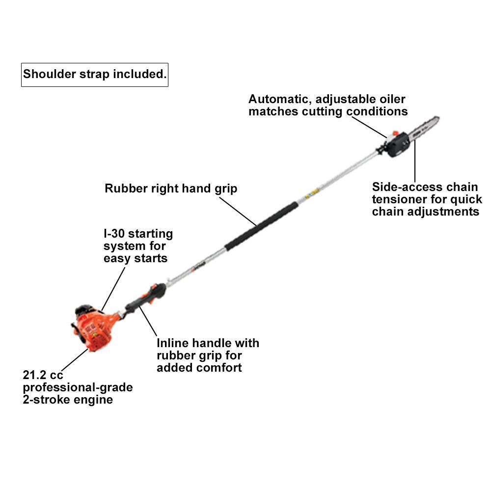 ECHO Gas Pole Saw 10 in. 21.2 cc 2Stroke Cycle ToolLess Chain