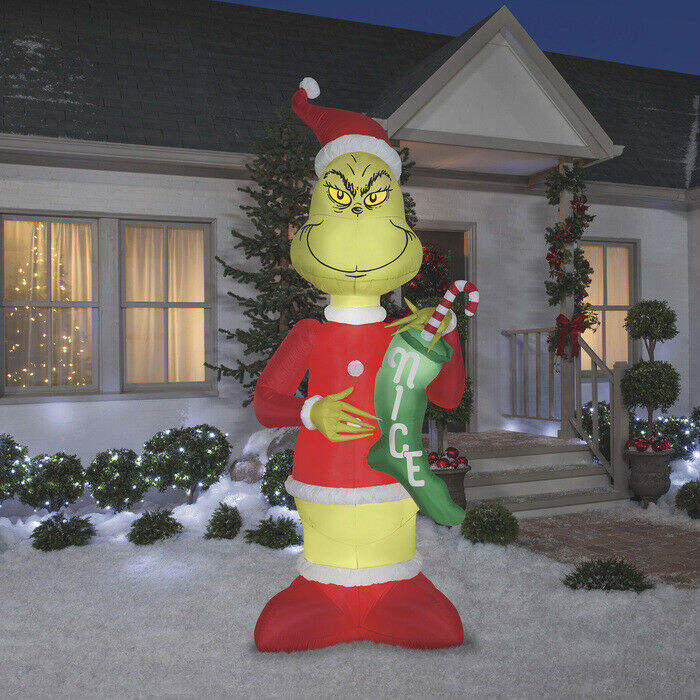 Christmas Airblown Inflatable 9Ft Lighted Dr Seuss's Grinch w/ Stocking ...