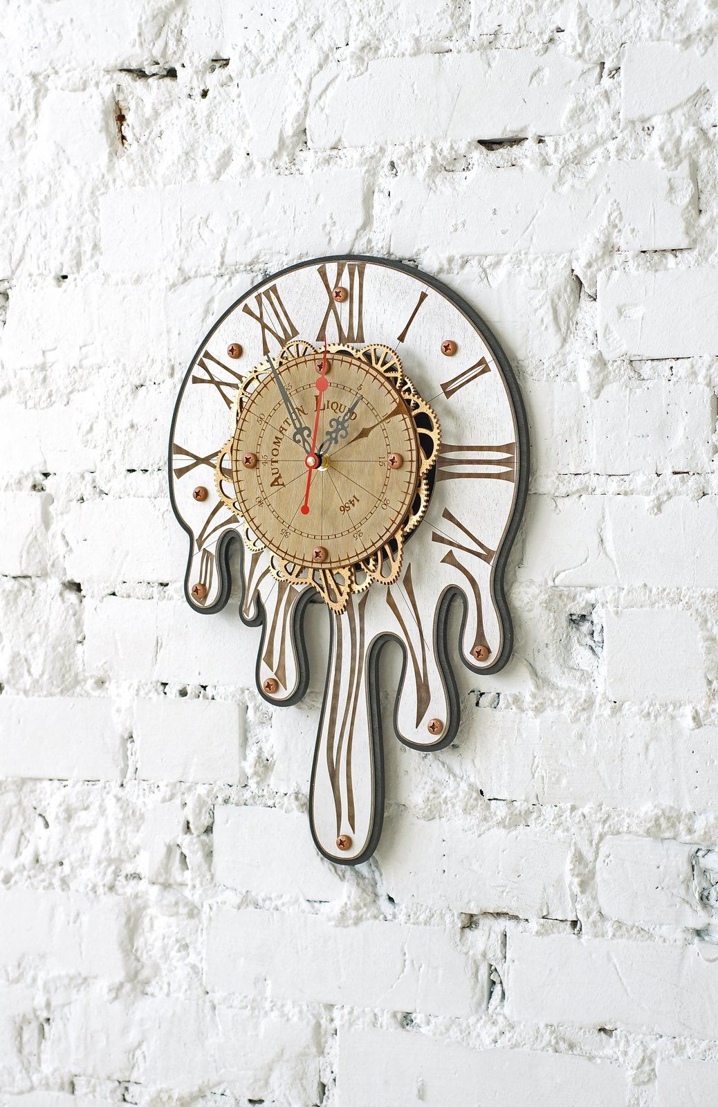 Automaton 1456 Melting Wall Clock Salvador Dali inspired handcrafted