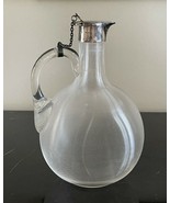 Antique Threaded Crystal Syrup Jug with Sterling Top Bearing English Hal... - $349.00
