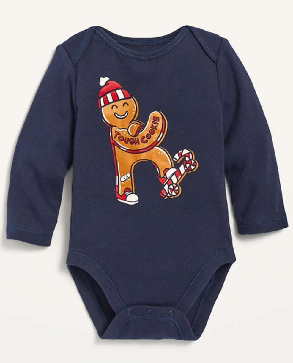 Tough Cookie Long Sleeve Holiday Christmas Jumpsuit for Baby 0 - 3 Months