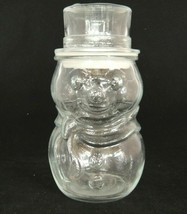 Clear Glass Figural Snowman Candy Jar with Top Hat Lid Made in Mexico - $13.36