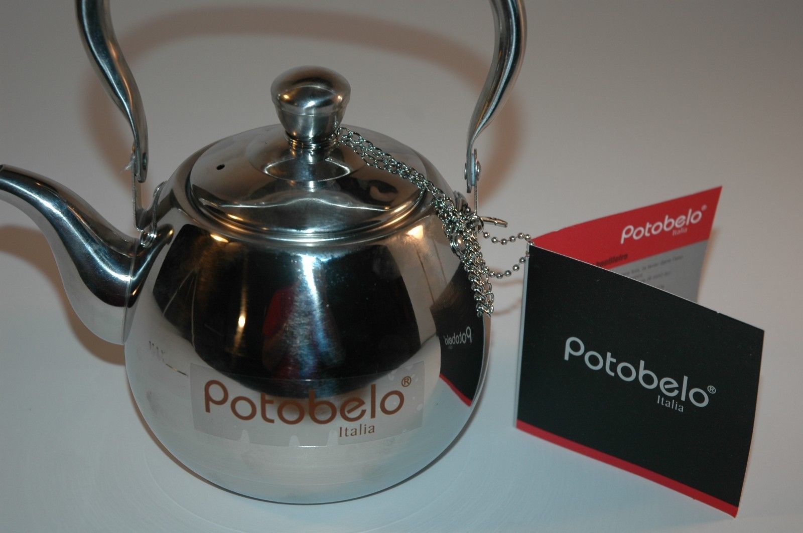 POTOBELO ITALIA MINI DURABLE STAINLESS STEEL TEA KETTLE + INFUSER NEW