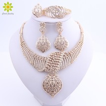Women Wedding Jewelry Sets For Brides Gold Color Costume Necklace Earrings Set I - $25.19