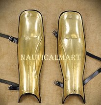 Medieval LARP Brass & Leather Greaves By Nauticalmart