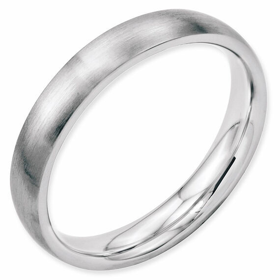 Stainless Steel 4mm Wedding Band Half Round Comfort-Fit Brushed Ring Size 4 - 13